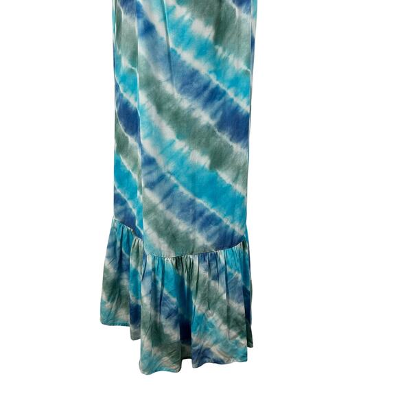 Rails Jennica Tie-Dyed Crepe Dress Maxi Ruffle Sundress Blue Green Womens Size S - Picture 10 of 11
